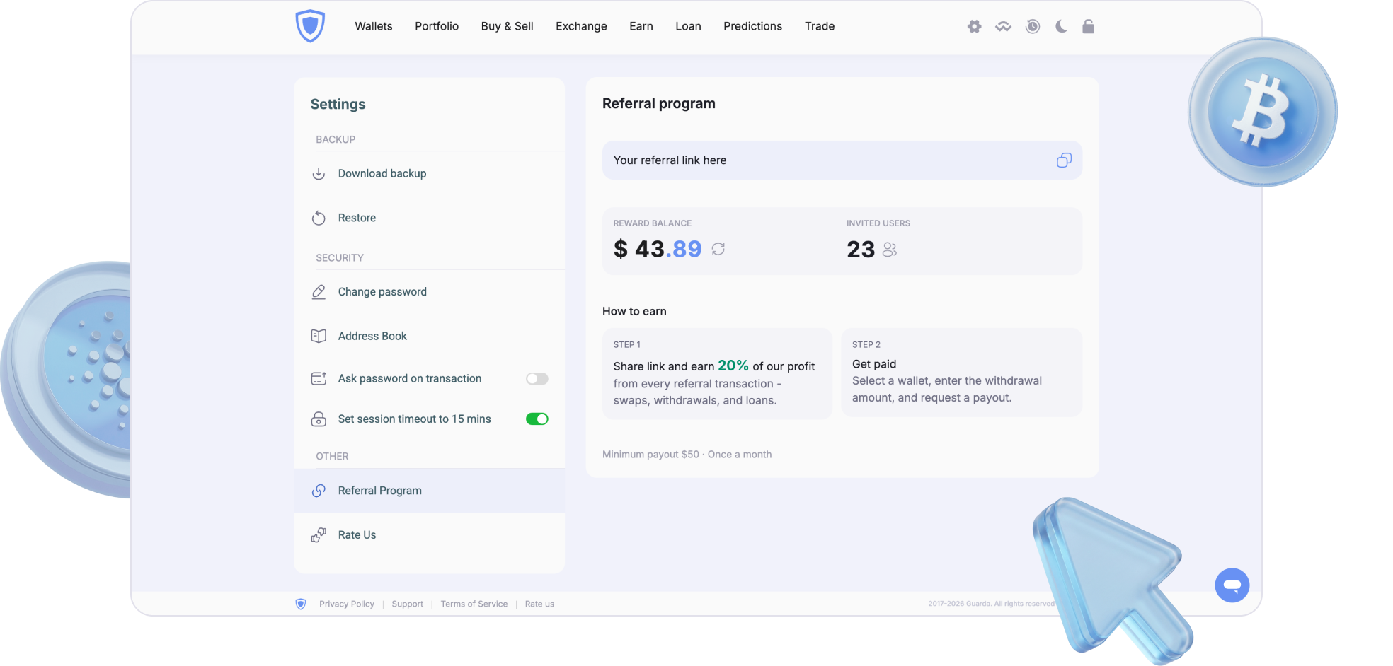 Start earning with Guarda referral program