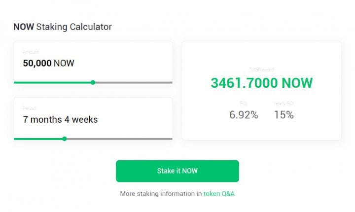Stake NOW Calculator